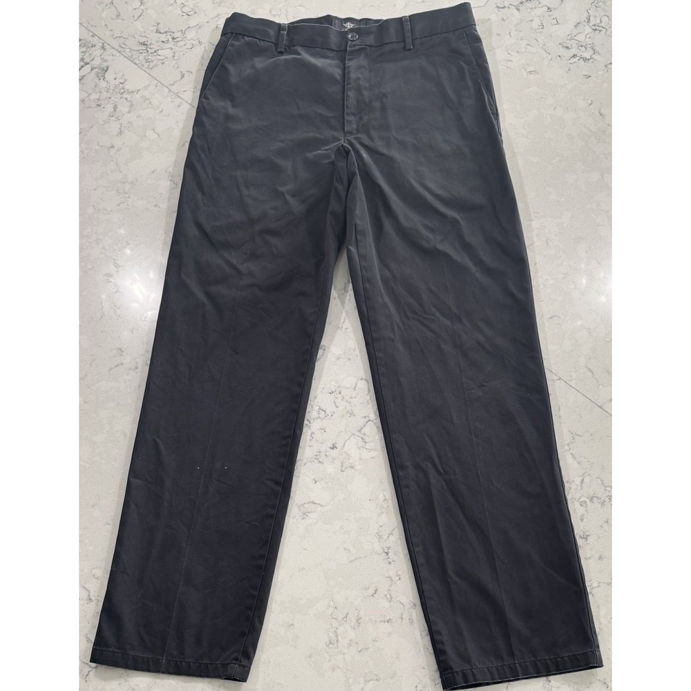 Dockers Signature Khaki Straight Fit D2 Pants Mens 32x32 Black 100% Cotton